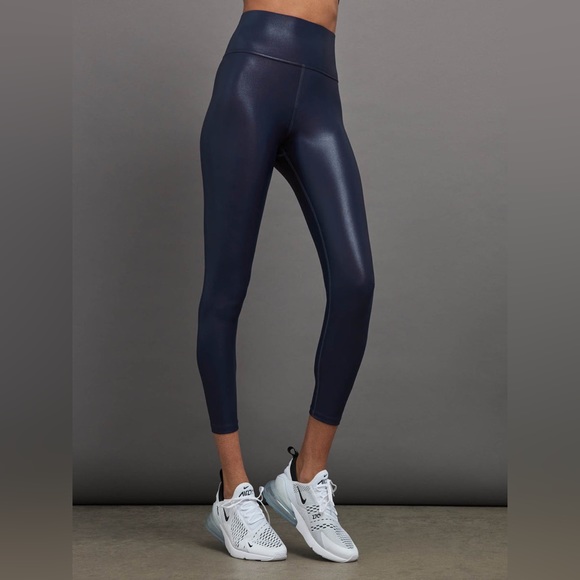 CARBON38 High Rise 7/8 Legging in Takara Shine navy blue leggings small - Picture 1 of 9